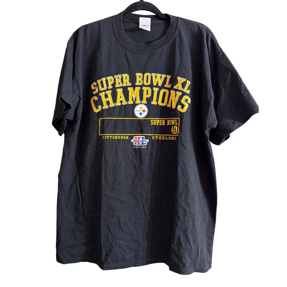 NFL Pittsburgh Steelers Super Bowl XL 40 Champions Black Shirt Size Large LG L